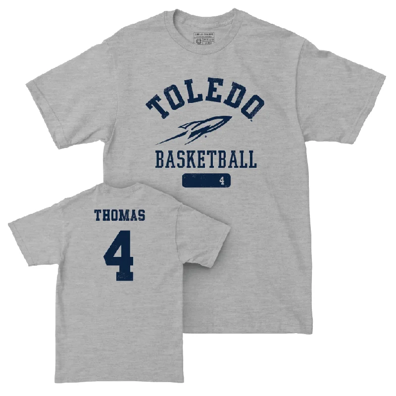 Men's basketball T-shirt embroidered logo -Toledo Men's Basketball Sport Grey Varsity Tee - Xavier Thomas | #4