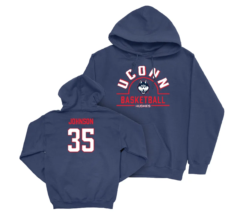 Men's hoodies sport-style -UConn Men's Basketball Arch Navy Hoodie - Samson Johnson | #35