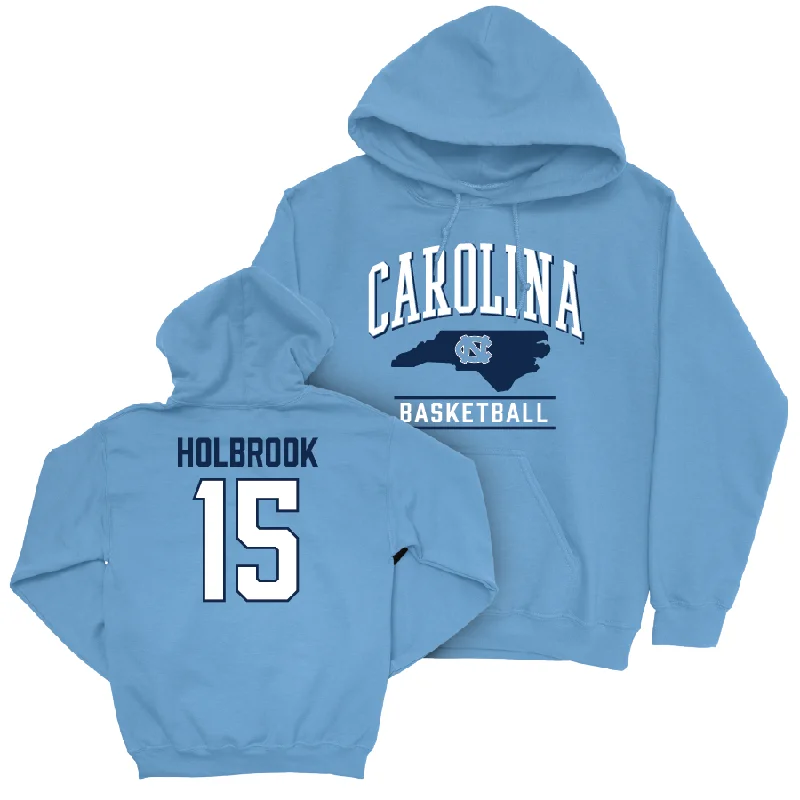 Men's hoodies spring -UNC Men's Basketball Carolina Blue Arch Hoodie  - John Holbrook