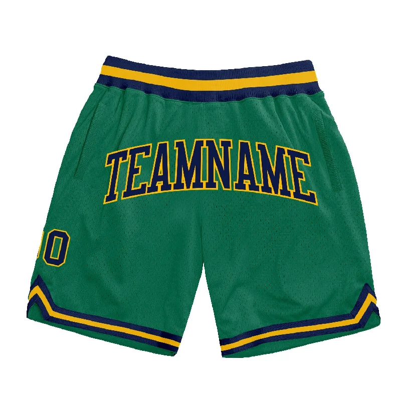 Men's basketball shorts dynamic-elite -Custom Kelly Green Navy-Gold Authentic Throwback Basketball Shorts