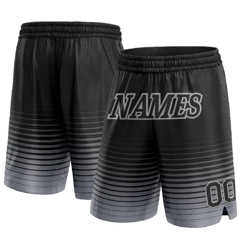 Men's basketball shorts quick-hybrid -Custom Black Gray Pinstripe Fade Fashion Authentic Basketball Shorts