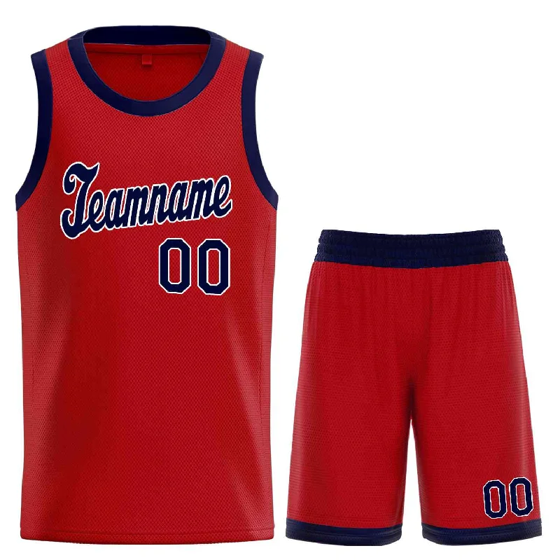 Men's basketball uniform quick dry set -Custom Red Navy  Classic Sets Sports Uniform Basketball Jersey