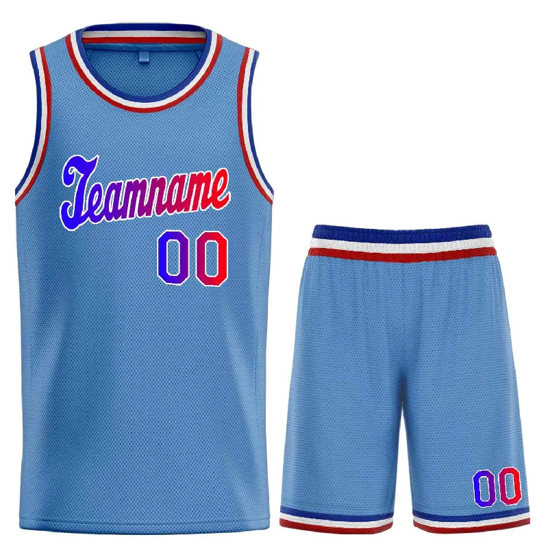 Men's basketball uniform quick dry clothing -Custom Light Blue Royal-White Classic Sets Sports Uniform Basketball Jersey