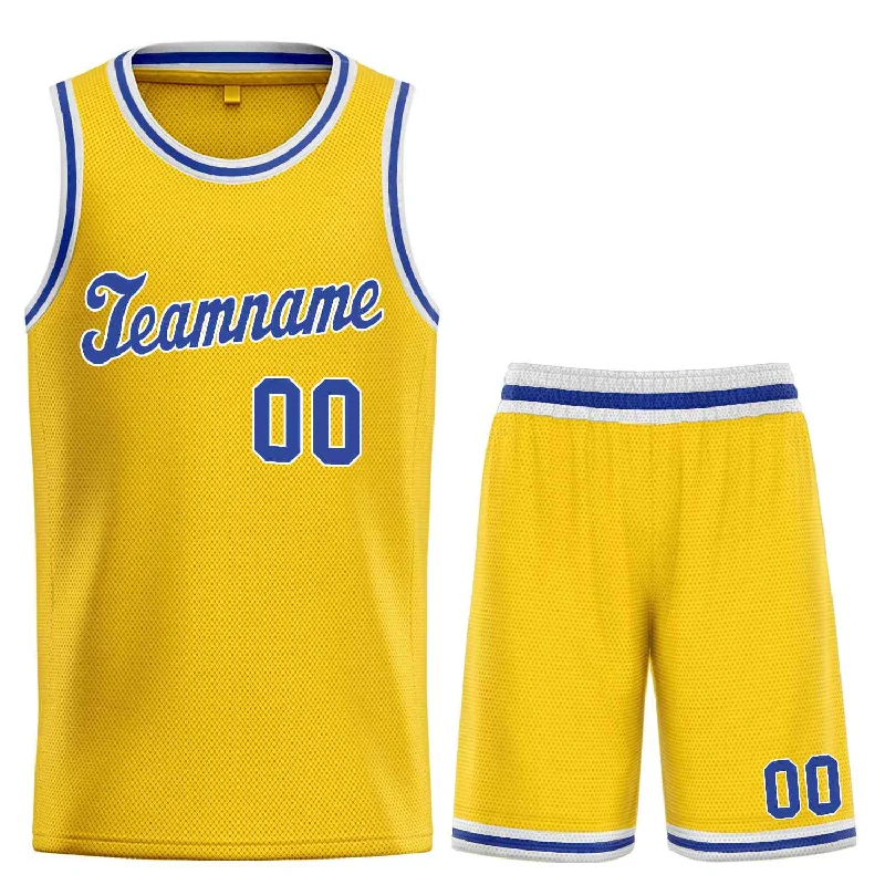 Men's basketball uniform custom kit -Custom Yellow Royal-White Classic Sets Sports Uniform Basketball Jersey