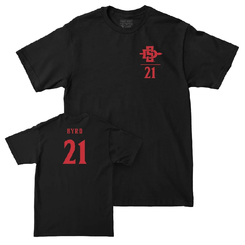 Men's basketball T-shirt custom collection -SDSU Men's Basketball Black Logo Tee - Miles Byrd #21