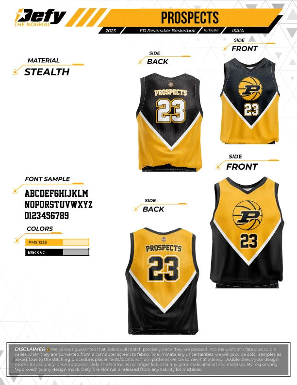 Men's basketball uniform reversible style -Prospects Basketball Men's Reversible basketball  Full-Dye Jersey