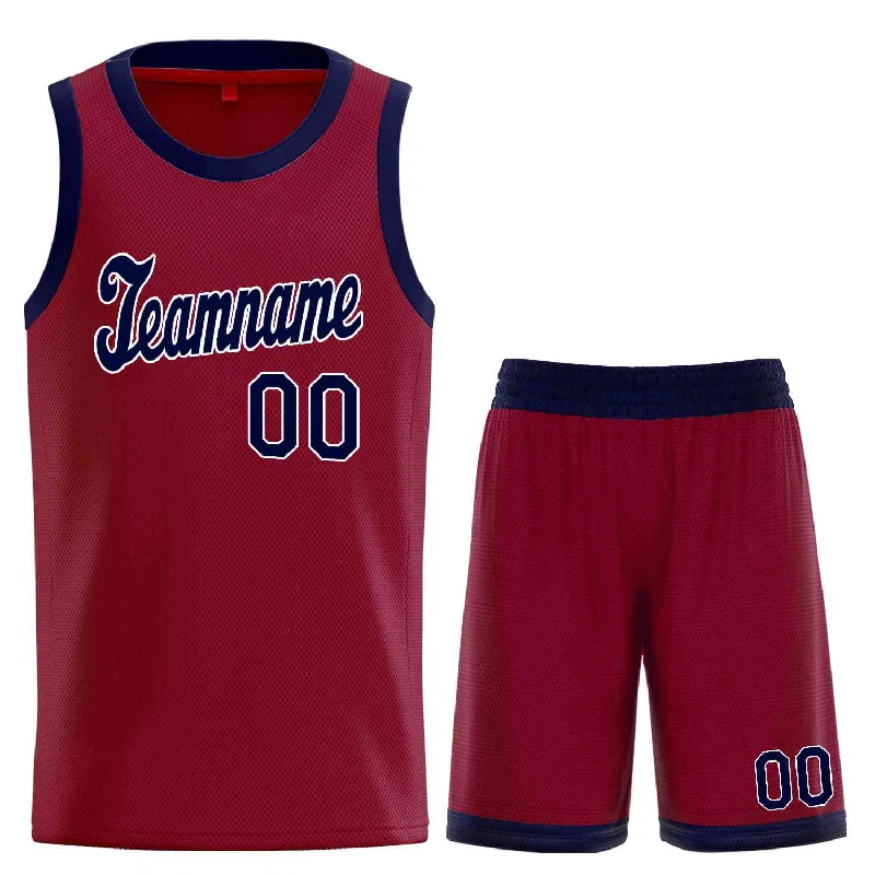 Men's basketball uniform lightweight design -Custom Maroon Navy-White Classic Sets Sports Uniform Basketball Jersey