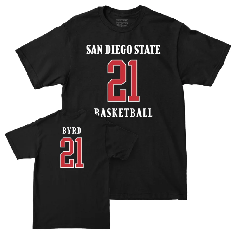 Men's basketball T-shirt custom outfit -SDSU Men's Basketball Black Sideline Tee - Miles Byrd #21