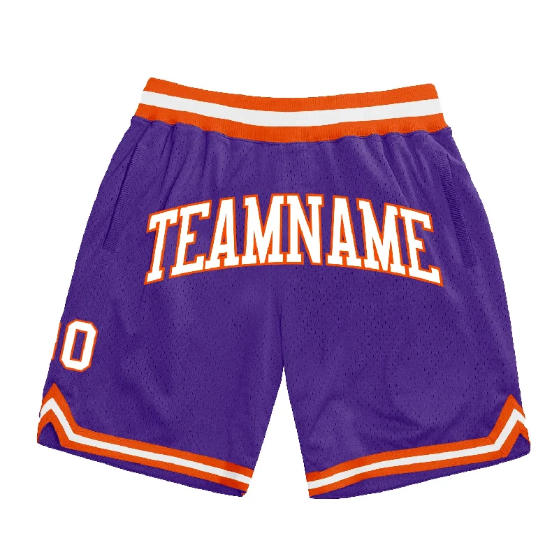 Men's basketball shorts rugged-bold -Custom Purple White-Orange Authentic Throwback Basketball Shorts