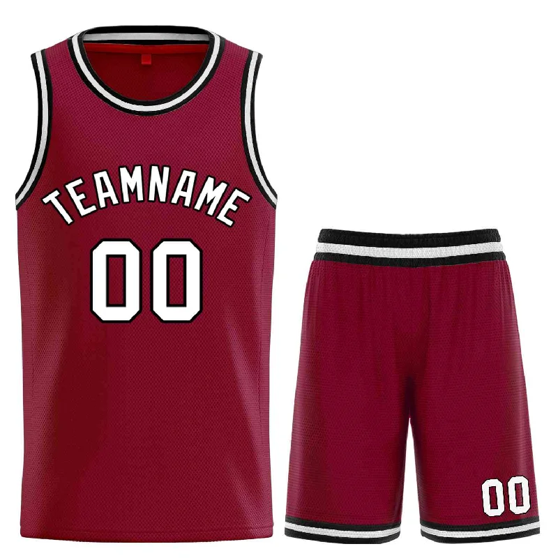 Men's basketball uniform stretchable fit -Custom Maroon White-Black Classic Sets Curved Basketball Jersey