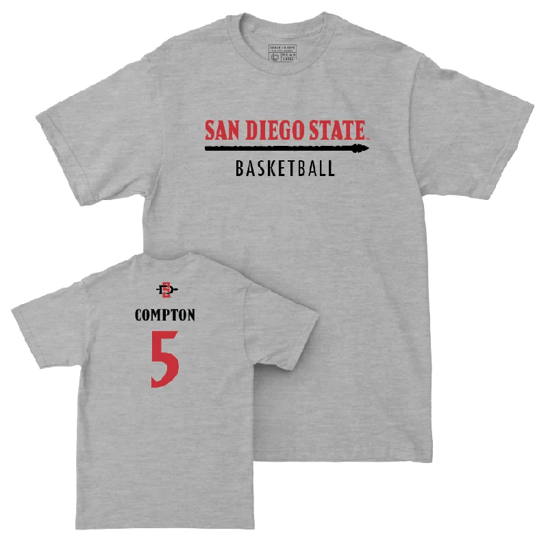 Men's basketball T-shirt casual sportswear -SDSU Men's Basketball Sport Grey Classic Tee  - Pharaoh Compton