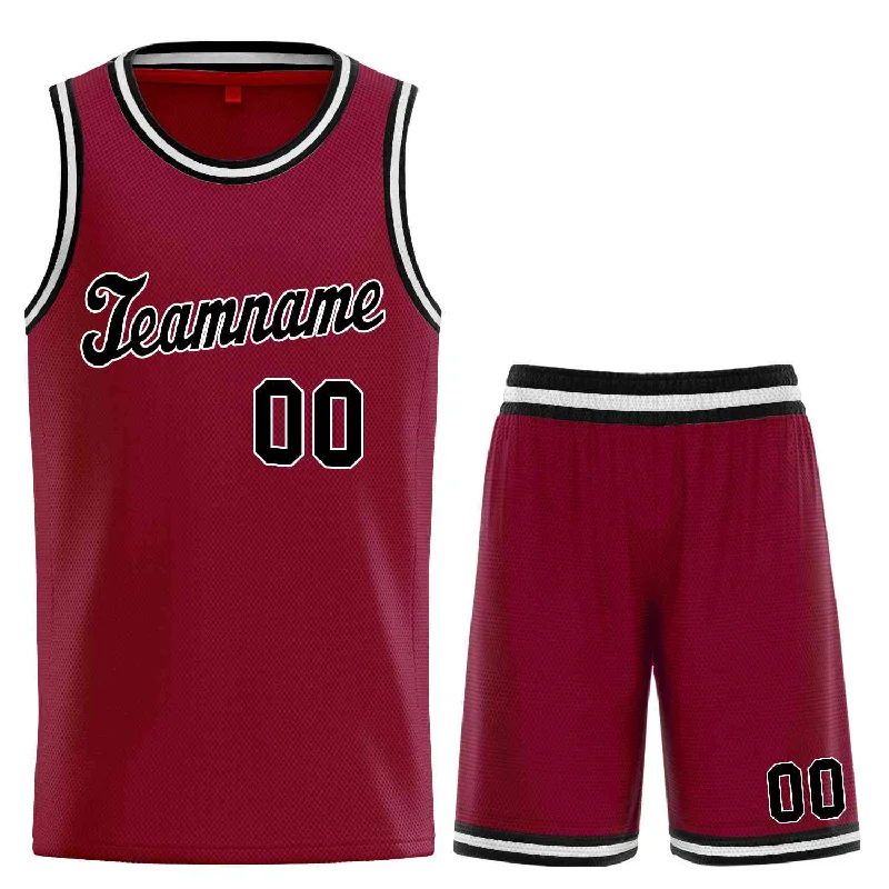 Men's basketball uniform custom jerseys -Custom Maroon Black-White Classic Sets Sports Uniform Basketball Jersey