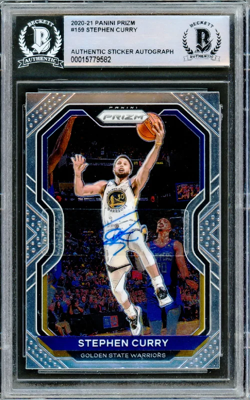 Men's basketball card sleek cards -Stephen Curry Autographed 2020-21 Panini Prizm Card #159 Golden State Warriors Beckett BAS Stock #216857