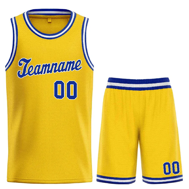 Men's basketball uniform high quality clothing -Custom Yellow Royal-White Classic Sets Sports Uniform Basketball Jersey