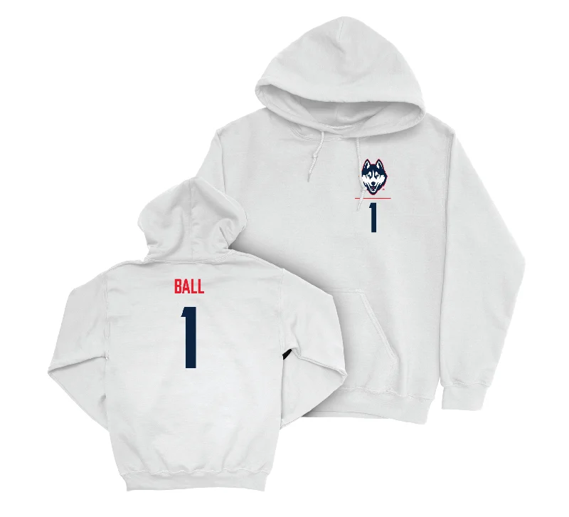 Men's hoodies quick-fit -UConn Men's Basketball Logo White Hoodie - Solo Ball | #1