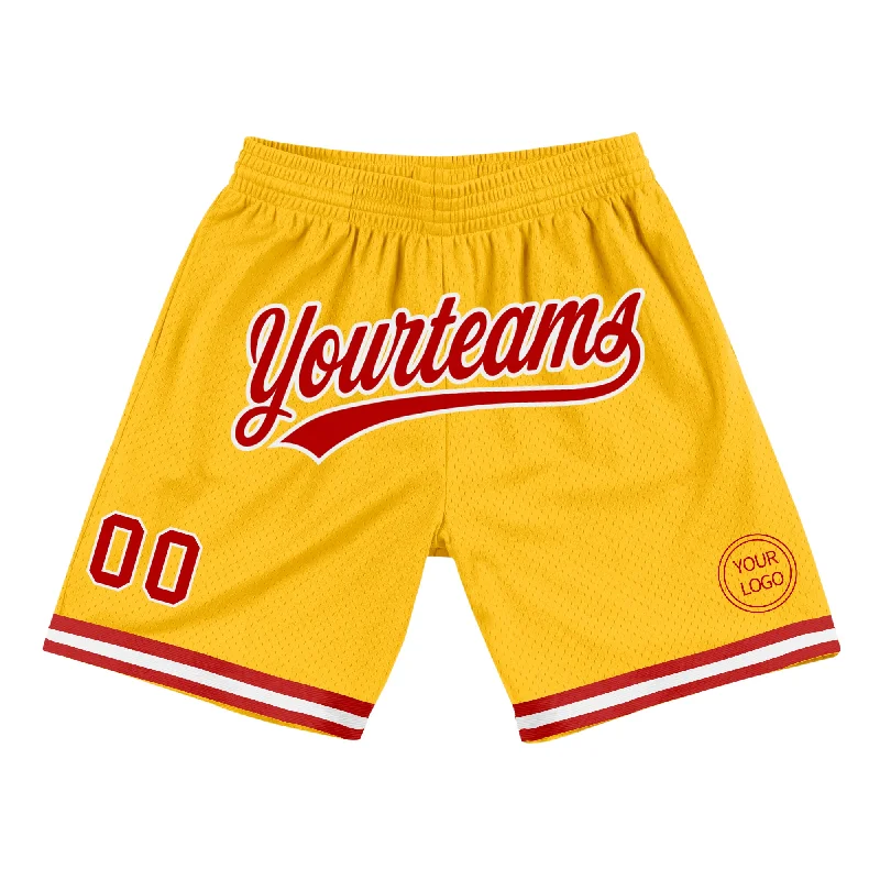 Men's basketball shorts bold-elite -Custom Gold Red-White Authentic Throwback Basketball Shorts