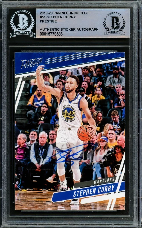 Men's basketball card online marketplace -Stephen Curry Autographed 2019-20 Panini Chronicles Prestige Card #51 Golden State Warriors Beckett BAS #15779383