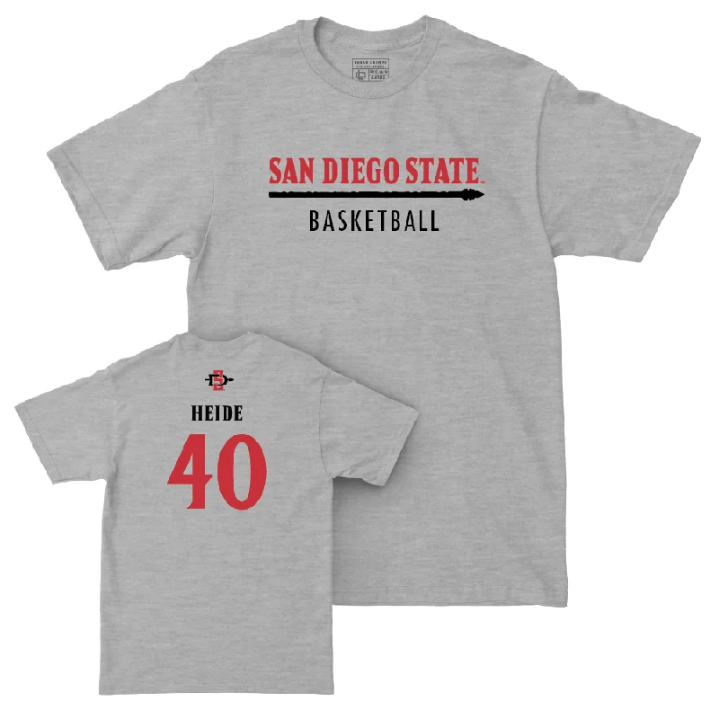 Men's basketball T-shirt team ensemble -SDSU Men's Basketball Sport Grey Classic Tee - Miles Heide #40