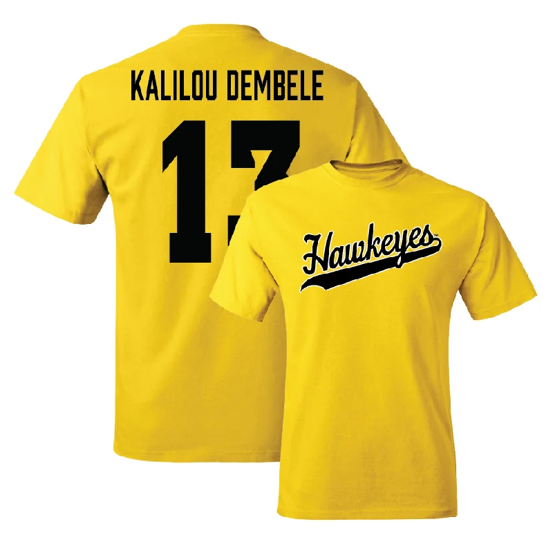 Men's basketball T-shirt hip design -Gold Men's Basketball Script Tee - Ladji Kalilou Dembélé