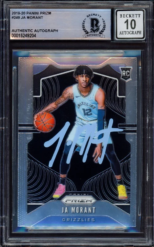 Men's basketball card custom offer -Ja Morant Autographed 2019-20 Panini Prizm Rookie Card #249 Memphis Grizzlies Auto Grade Gem Mint 10 Beckett BAS #15249204