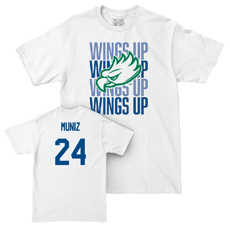 Men's basketball T-shirt pro deal -Men's Basketball White Wings Up Tee - Jevin Muniz