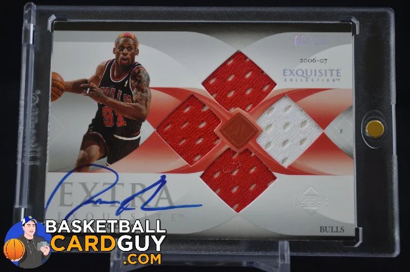 Men's basketball uniform pro team gear -2007-08 Exquisite Collection Extra Quad Jerseys Autographs #EQRO Dennis Rodman