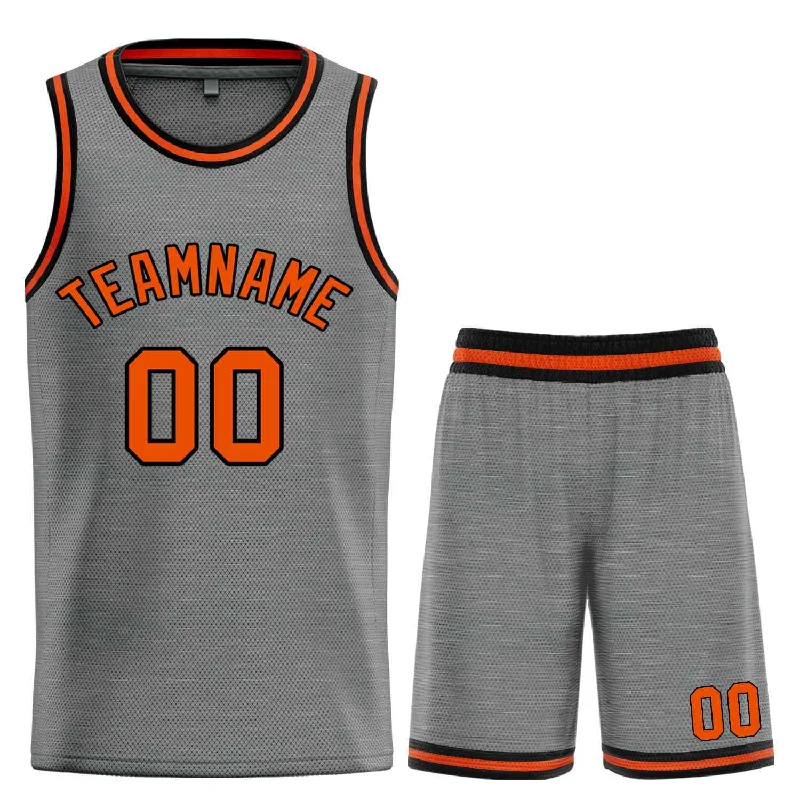 Men's basketball uniform affordable package -Custom Dark Gray Orange-Black Classic Sets Bull Basketball Jersey