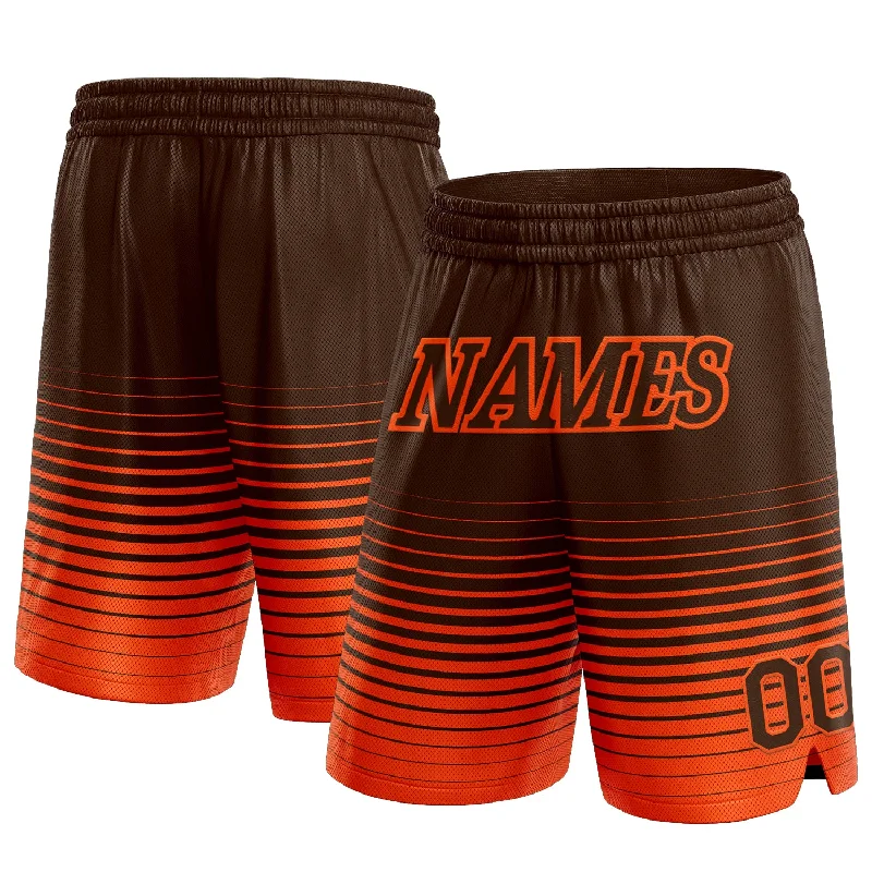 Men's basketball shorts sport-pro -Custom Brown Orange Pinstripe Fade Fashion Authentic Basketball Shorts