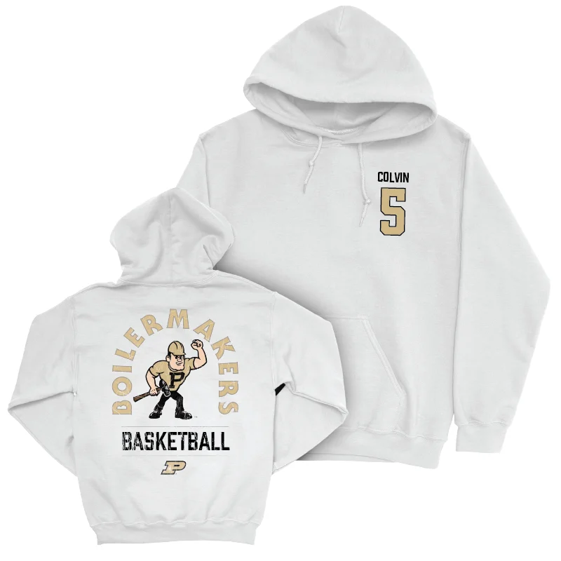 Men's hoodies cooling-performance -Men's Basketball White Mascot Hoodie - Myles Colvin | #5