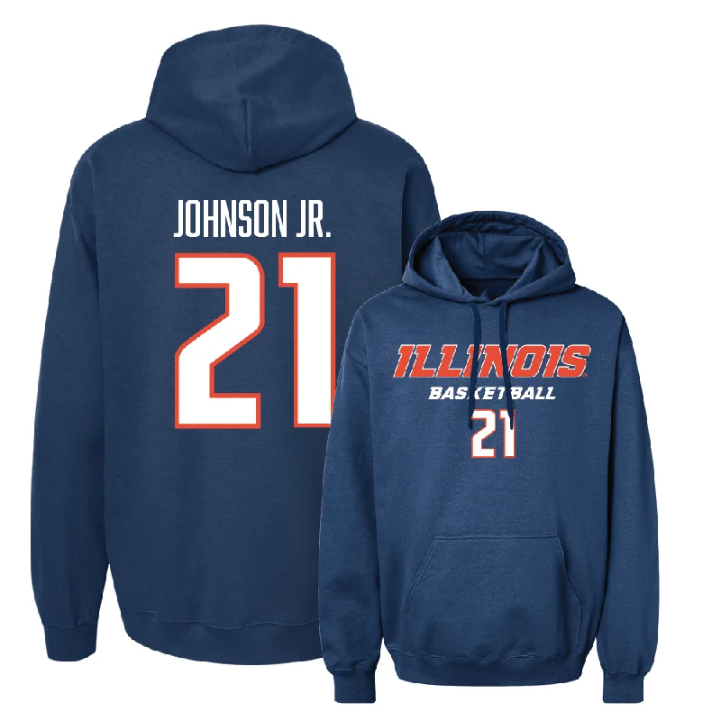 Men's hoodies sleek -Navy Illinois Classic Hoodie  - Morez Johnson Jr.