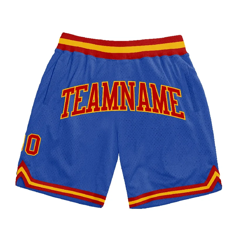 Men's basketball shorts urban-sleek -Custom Blue Red-Gold Authentic Throwback Basketball Shorts