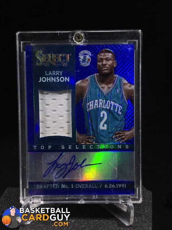 Men's basketball uniform signature series -2013-14 Select Top Selections Jersey Autographs Prizms Blue #29 Larry Johnson/35