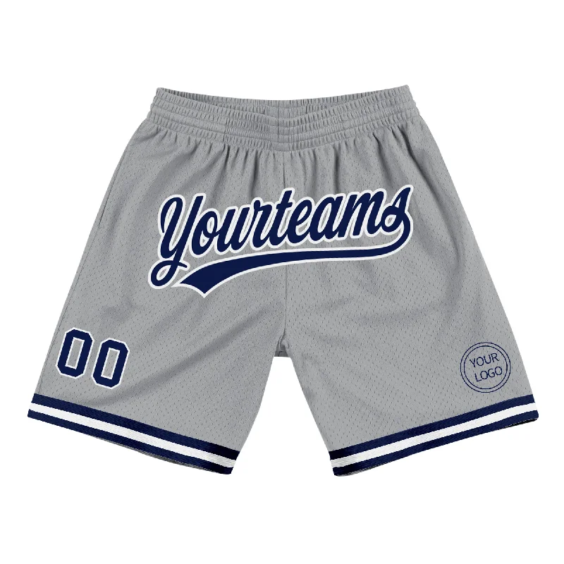 Men's basketball shorts durable-dynamic -Custom Gray Navy-White Authentic Throwback Basketball Shorts