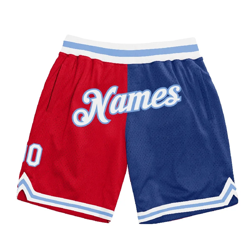 Men's basketball shorts elite-rugged -Custom Red White-Royal Authentic Throwback Split Fashion Basketball Shorts