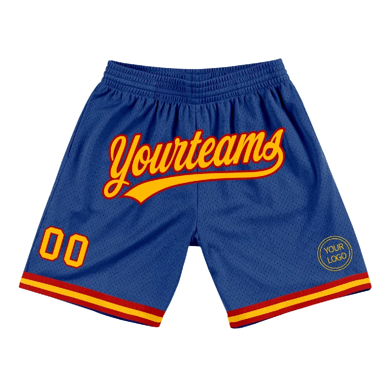 Men's basketball shorts moisture-pro -Custom Royal Gold-Red Authentic Throwback Basketball Shorts