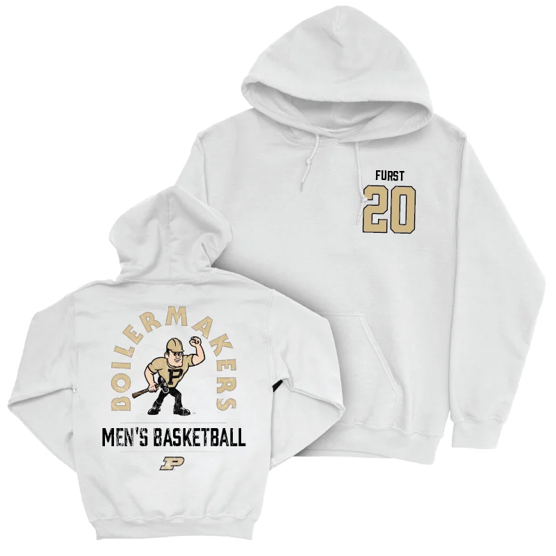 Men's hoodies quick-warmth -Men's Basketball White Mascot Hoodie - Joshua Furst | #20