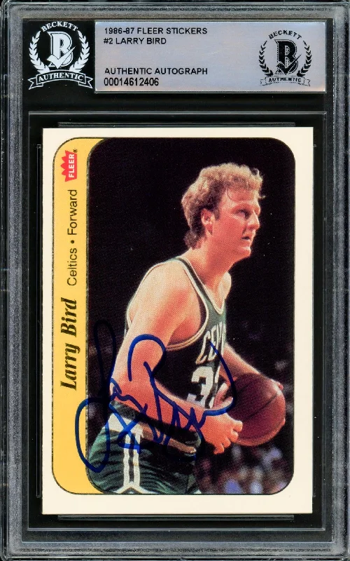 Men's basketball card rare assortment -Larry Bird Autographed 1986-87 Fleer Sticker Card #2 Boston Celtics Beckett BAS #14612406