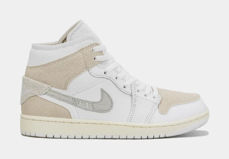 Basketball shoes court -Air Jordan 1 Retro Mid SE Craft Mens Lifestyle Shoes (Beige/Grey)