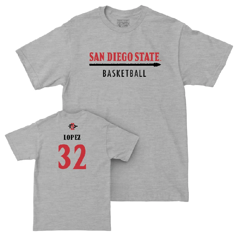 Men's basketball T-shirt pro outfit -SDSU Men's Basketball Sport Grey Classic Tee - Desai Lopez #32