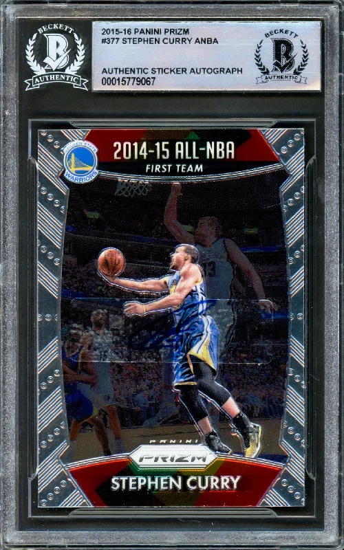 Men's basketball card combo set -Stephen Curry Autographed 2015-16 Panini Prizm Card #377 Golden State Warriors Beckett BAS #15779067