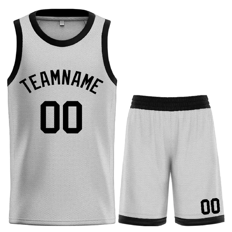 Men's basketball uniform team deal -Custom Gray Black Classic Sets Bull Basketball Jersey