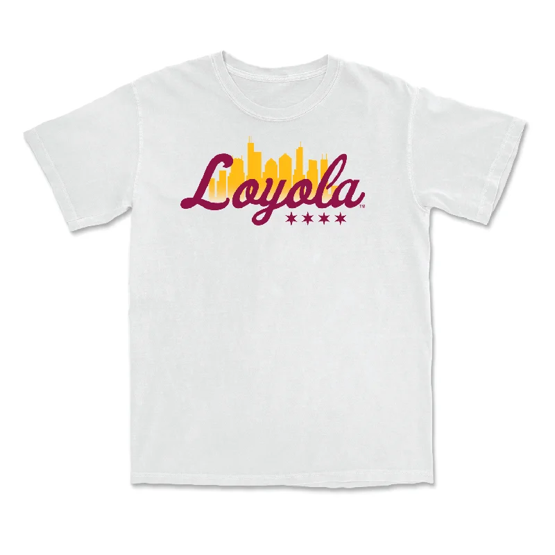 Men's basketball T-shirt affordable offer -Men's Basketball White Skyline Comfort Colors Tee - Miles Rubin