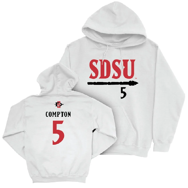 Men's hoodies fade-resistant -SDSU Men's Basketball White Staple Hoodie  - Pharaoh Compton