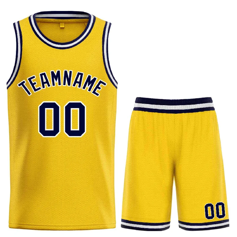 Men's basketball uniform affordable uniform -Custom Yellow Navy-White Bull Classic Sets Basketball Jersey