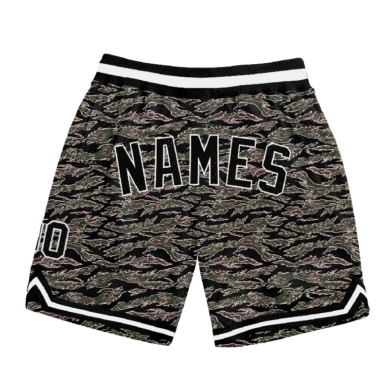 Men's basketball shorts active-pro -Custom Camo Black-White Authentic Salute To Service Basketball Shorts