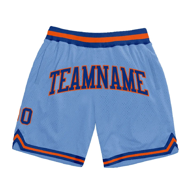 Men's basketball shorts durable-team -Custom Light Blue Royal-Orange Authentic Throwback Basketball Shorts