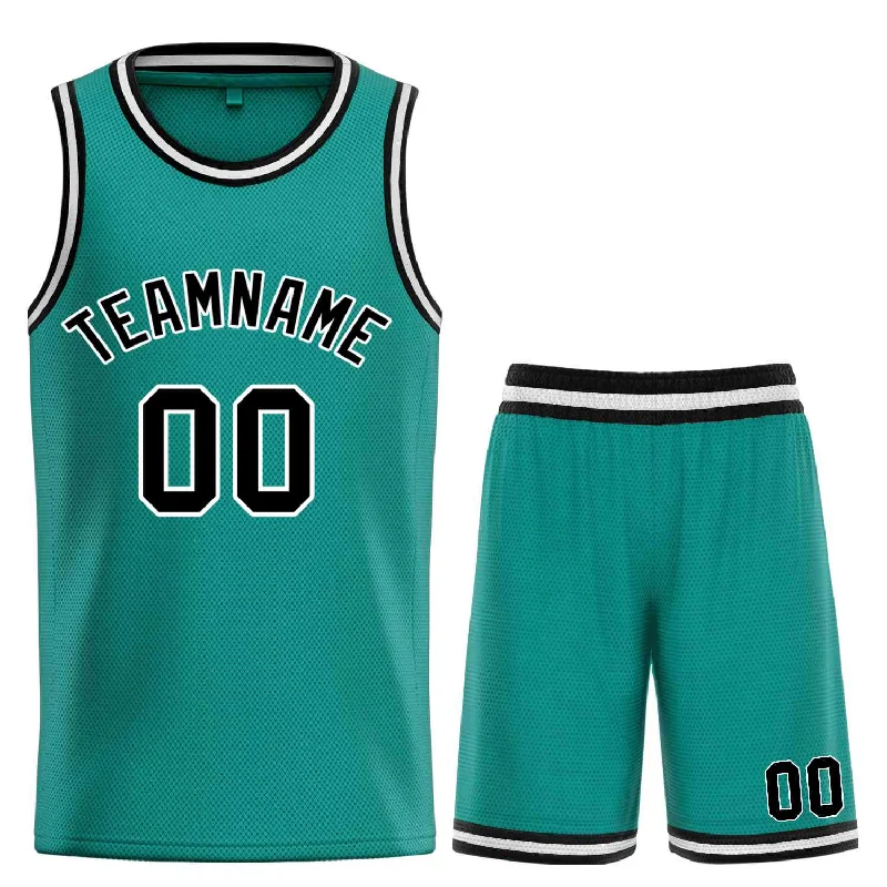 Men's basketball uniform affordable outfit -Custom Teal Black-White Bull Classic Sets Basketball Jersey