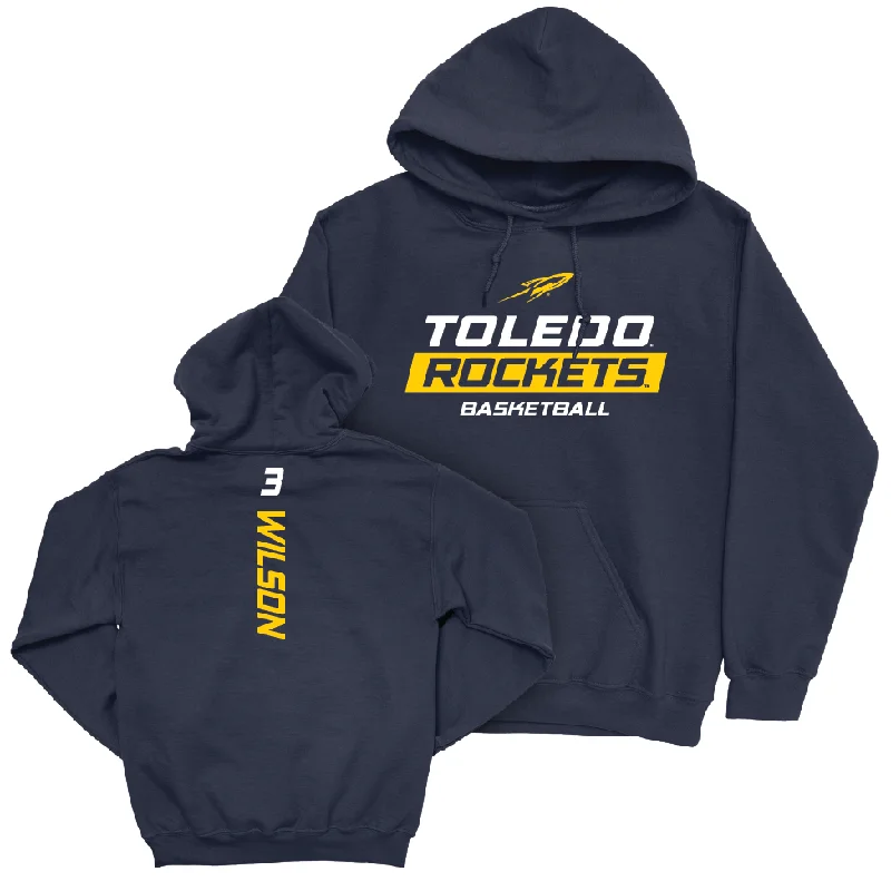 Men's hoodies long-sleeve -Toledo Men's Basketball Navy Rush Hoodie - Sonny Wilson | #3