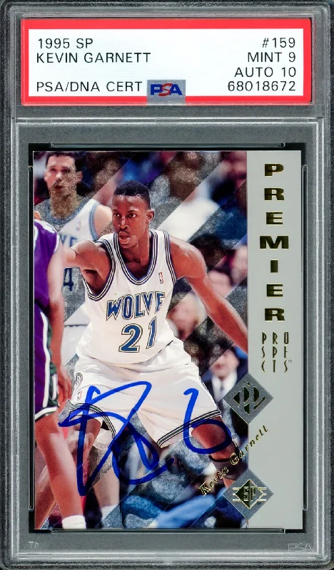 Men's basketball card exclusive drop -Kevin Garnett Autographed 1995 Upper Deck SP Rookie Card #159 Minnesota Timberwolves PSA 9 Auto Grade Gem Mint 10 PSA/DNA Stock #211169