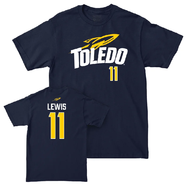 Men's basketball T-shirt neon accents -Toledo Men's Basketball Navy Sideline Tee - Samuel Lewis | #11